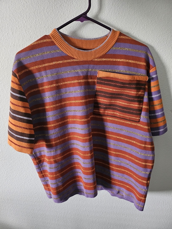Jacquemus Other - Jacquemus Orange, Purple & Rust Striped Short-Sleeve Knit Shirt